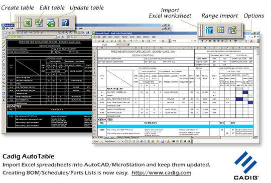 AutoCAD Excel